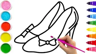 Draw Princess Shoe 🎨 | Easy Drawing & Coloring for Kids | Step by Step Tutorial