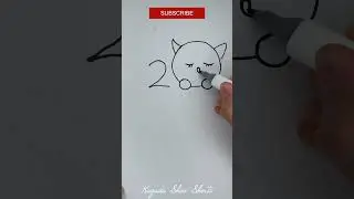 How to draw cat with numbers #kagadashowshorts #howtodraw