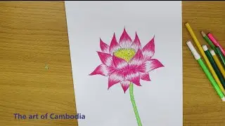 lotus | flower​ |  How to draw lotus with color | The art of Cambodia