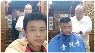 在北京传统理发店再次剃马蹄顶