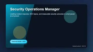 Security Operations Manager Career Guide 2025