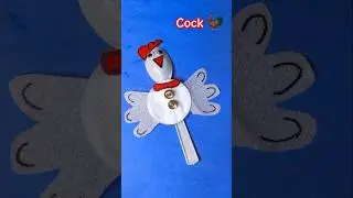 Easy Cock Craft from spoon, New Creative Craft ideas for kids #animals #birds #trending #shorts #art