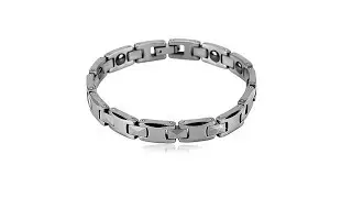 Jewellery - Magnetic bracelet made of tungsten in silver colour - shiny oblong and H-links