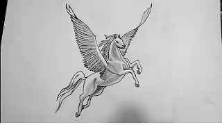 how to sketch flying horse