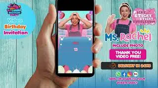 Ms Rachel Icky Sticky Bubble Gum Birthday Invitation