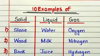 Examples of Solid Liquid and Gas | 10 examples of solid liquid gas | Solid Liquid Gas Examples