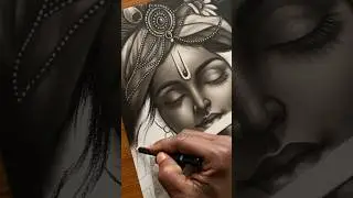 Hyper Realistic Drawing Of Sri Krishna #art #drawing #shorts #srikrishna