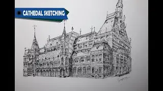 How to draw a church using perspective (pen) | architectural drawings of buildings |Creative Outlook