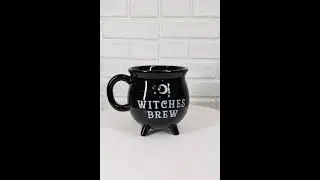 Ebros Wicca Sacred Crescent Moon Witches Brew Black Cauldron Coffee Tea Mug Cup 14oz