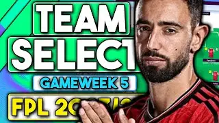 FPL GAMEWEEK 5 FINAL TEAM SELECTION | RANK 280K | FANTASY PREMIER LEAGUE TIPS 2023/24