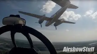 F-86 Sabre Helmet Cam - A-26/F4U/FM-2 Formation - TBM Gathering 2018