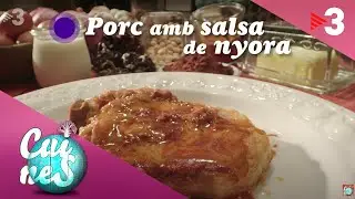 Porc amb salsa de nyora i suflé de xocolata - Cuines