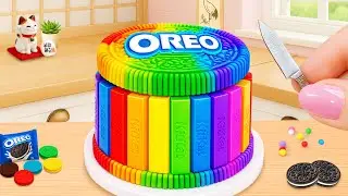 Mini Rainbow OREO Sandwich Cake 🍫🌈 ミニキットカットチョコレートケーキデザート 💖 Tiny Joy Japan