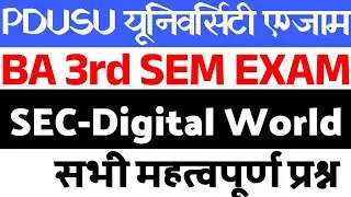 PDUSU Ba 3rd  Sem Skill paper Digital World Important Questions bsc bcom 3rd sem  shekhawati sikar 
