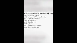 MEG 14 : Indian Writing in English Translation||IGNOU MA English Syllabus Block wise ||#ignou #2023