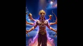 Supreme god with many hands weapons and eyes