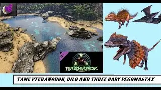 ARK Survival Ascended: Tame Pteranodon, Dilo and three baby Pegomastax / MAP: RAGNAROK / MHG 4K # 4