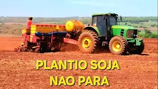   PLANTIO SOJA NO DOZE COM TRATOR 6180J JOHN DEREE COM PLANTADEIRA 15 LINHA VENCE TUDO#AGRO#FARMING
