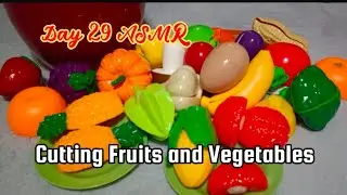 Day 29 ASMR Satisfying with Cutting Velcro Fruits and Vegetables Kitchen Set Roleplay