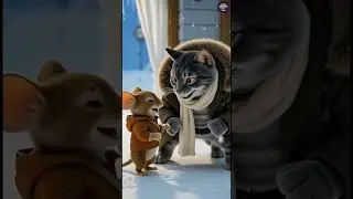 Cat & Mouse Enjoy Snowfall Together Best Friends in Snow ❄️🐱🐭 #cat #mouse #snow #funny