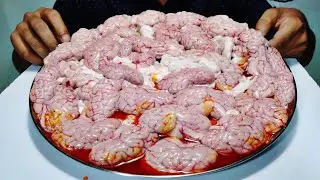100 Gb Brain 🧠 Eating 😁 Delicious Mutton Brains | Mutton Bheja Curry | Goat Brain | Maghaj Masala