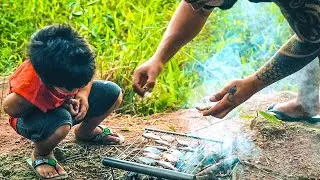 PESCA SÓ DE LAMBARI - Comendo CUPIM vivo - Assando no rio