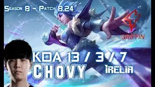 GRF Chovy IRELIA vs SKT T1 Faker LEBLANC Mid - Patch 8.24 KR Ranked
