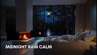 Midnight Rain & Fireplace 🔥🌧️ Deep Sleep, Relaxation & Luxury Night Ambience