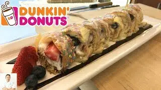 Dunkin' Donut Birthday Cake Ice Cream Sushi Roll | National Doughnut Day