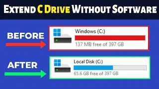 How to Extend C Drive in Windows 10 & 11 without any Software 2024!