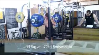 James Stubbs- 145kg Back Squat (u72kg Bodyweight)