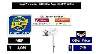 Syska Trendsetter HD1615 Hair Dryer  (1200 W, White)