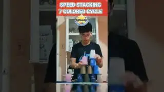 Speed Stacking 7 Colored Cycle in 6.41 Seconds! #cupstacking #speed #shorts
