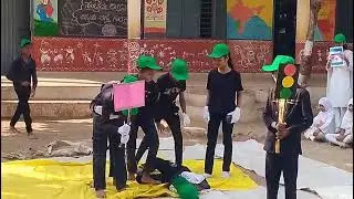 Road safety mime act.drive slow live longer 👍#makangalli#sambhramshukarwar#activity#viral#16/01/26