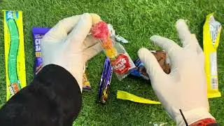 ASMR Most Popular Candies Unpacking & Eating | Rainbow Lollipop Sound
