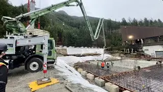 PUMPING CONCRETE for a NEW GONDOLA at the local SKI MOUNTAIN.