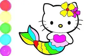 Cute Mermaid Easy Drawing, Painting & Coloring For Kids And Toddlers_ Kids Art | Hello Kitty