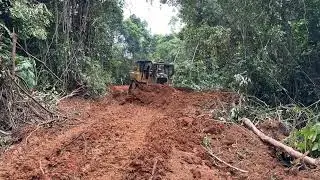 Horrible Job! CAT D6R Bulldozer Builds New Road on Mountain Cliff