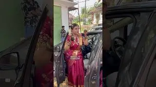 Actress Arya Parvathi arrives at the temple dressed as a wedding girl 😍 #aryaparvathi