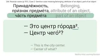 254. Russian cases (p.101). Case 2. Genitive case meaning belonging, attribute/part of an object
