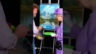 Her Majesty Paints Happy Little Trees #shorts #sora #ai #queenelizabeth #bobross
