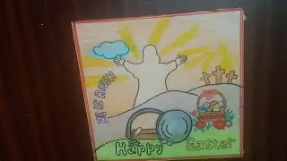 Happy Easter drawing/How to draw an Easter poster/empty tomb drawing