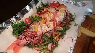 PESCADO PARGO ROJO/ HUACHINANGO AL HORNO #pescadopargorojo #huachinango #redsnapper #pescadoalhorno