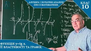 Курс 5(5). Заняття №3.1. Функція y=tgx. Її властивості та графік.  Алгебра і початки аналізу 10.
