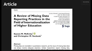 McKinley K. & Swoboda C.M.: A Review of Missing Data Reporting Practices