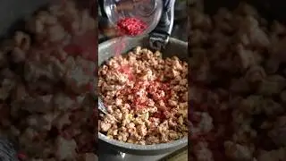 Strawberry pink chocolate and caramel popcorn #shorts #asmr #cooking