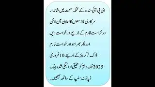 | Epi Sindh Health Department Jobs 2025 SHSP Vaccinators & Others STS Online Application Form
