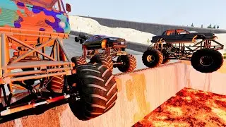 Monster Trucks vs Insane Obstacle Descent! | Will Any Survive? 😱 | BeamNG.drive