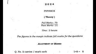 AHSEC Physics question paper for class 11 || HS final exam 2024  Physics question paper 1st year