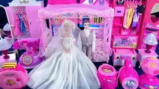 9 Minutes Satisfying with Unboxing Barbie Princess Bedroom Wardrobe Collection Toys Review | ASMR